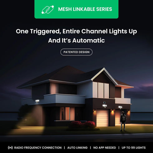 Home Zone Security Linkable Flood Light Sensor, Extends Range of Home Zone Security Flood Light Models ES00942G & ES00935G, 327 Range, 4 Channel Settings, No Wiring Required, Battery Powered by Home Zone