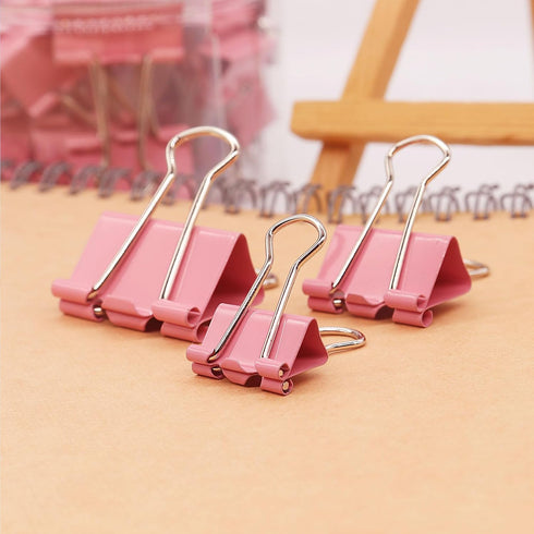 Pink Binder Clips, Assorted Sizes Set (Small, Medium, Large) for Office School and Home Supplies