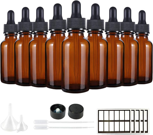 Eternal Moment 1 oz Eye Dropper Bottles (48 Pack), 30ml Amber Glass with Glass Eye Dropper for Essential Oils