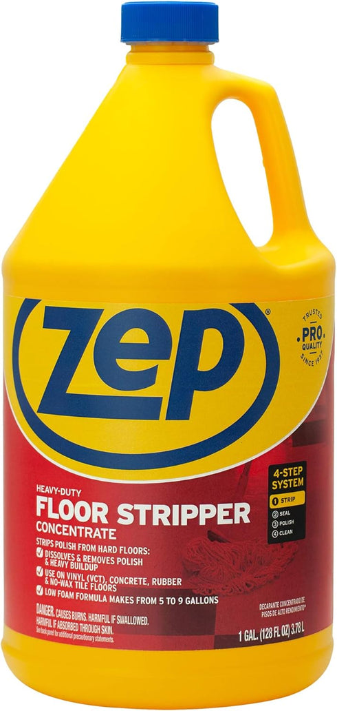 Ammonia 1 2) ECZULFFS1282 Zep Heavy-Duty Floor Stripper Free Concentrate - Gallon (Case of - Low-Foaming Formula
