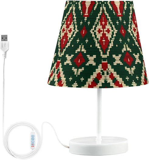 3 ALAZA Bedside Lamp Red Green Xmas Pattern Table Lamp for Bedroom Desk Lamp with USB Port LED Nightstand Color
