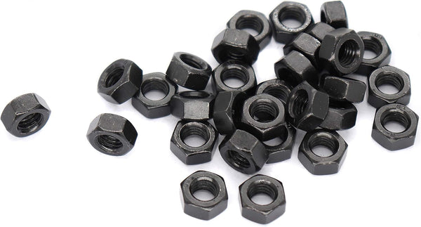 binifiMux 30pcs M8-1.25mm Black Hex Nuts, Carbon Steel