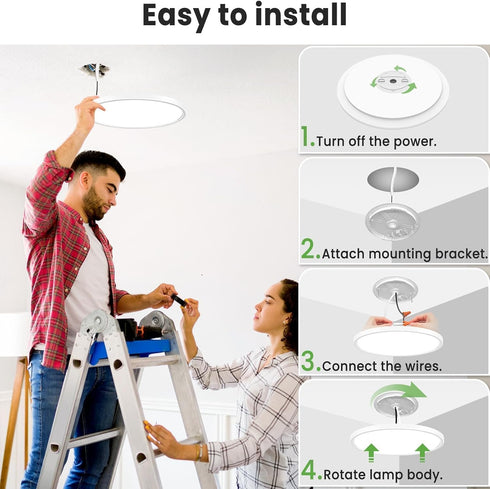 9 Inch 24W 2400lm 3 3000k/4500k/6000K (1Pack, zemty LED Ceiling Light Flush Mount Super Slim Ceiling Lights with Color
