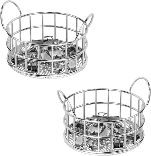Silver Paper Clip Holder, Mesh Desk Accessories, Small Office Supplies for School, Office, and Home, 2PCS