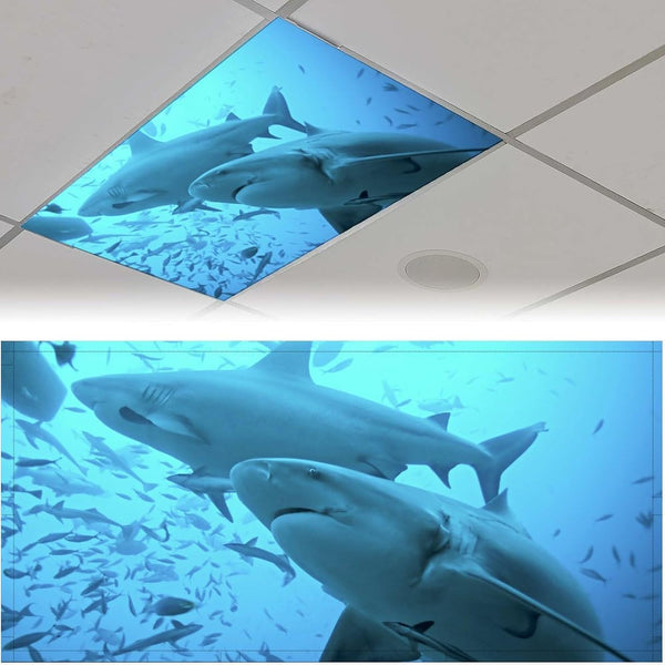 WYNIM 2 Pack Marine Animal Fluorescent Light Cover for Ceiling Light - Magnetic