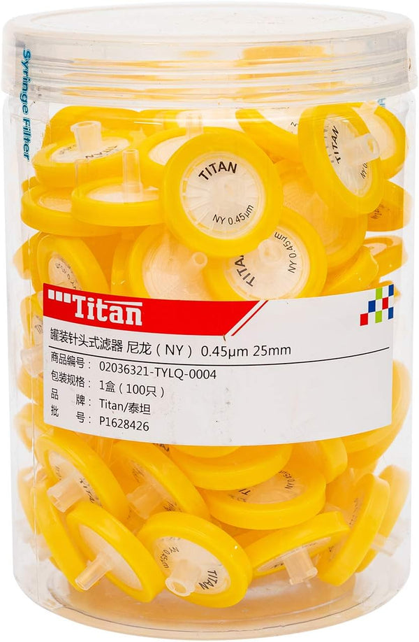 Syringe Filters Nylon 0.45µm, 25mm Diameter, Box of 100