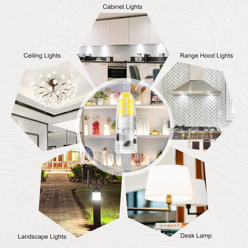 DiCUNO G4 LED Bulb 12V, JC Bi-Pin Base 2W Daylight White 6000K, 20W T3 Halogen Replacement Bulb for Landscape Light