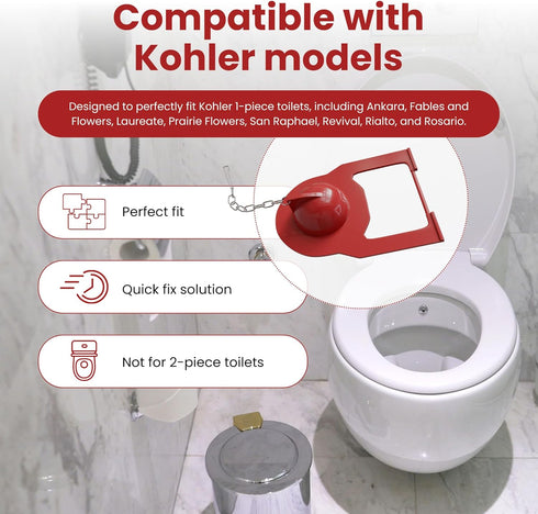 Hinge Toilet Flapper Replacement for Kohler Models Solution for Leak & Water Waste
