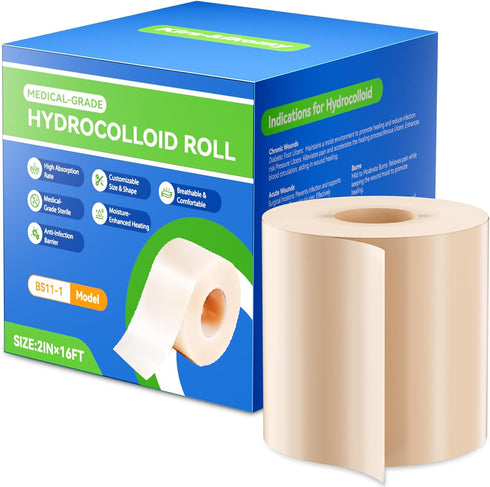 Hydrocolloid Roll for Wound Care - 2in x 16ft, Medical-Grade Extra Large