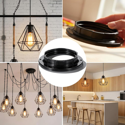 KFHENSOMR E27 58mm/ID 38mm, 1-1/2" Threads)-8PCS Lamp Shade Adapter Ring Light Socket Ring Retaining Rings for Sockets