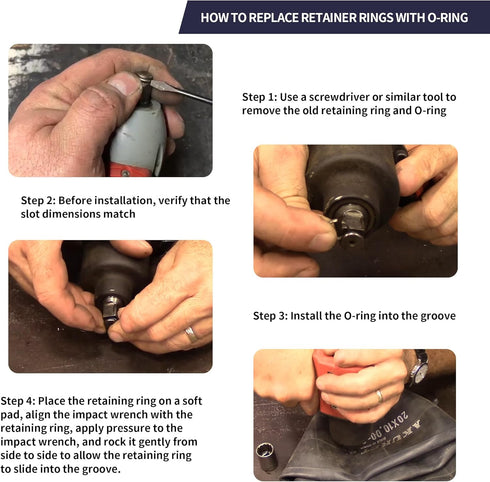 10 Packs 1/2" Impact Wrench Socket Retainer Rings with O-ring, Replacement Parts