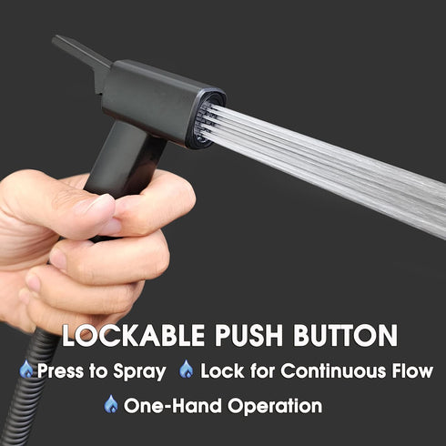 Set, Handheld Bidet Sprayer for Toilet, Lockable Push Button, High Pressure Bathroom Sprayer, Cloth Diaper & Personal