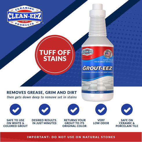 32 oz. Clean-eez Grout-eez Super Heavy-Duty Grout Cleaner - Powerful Tile and Floor Stain Remover for Bathroom