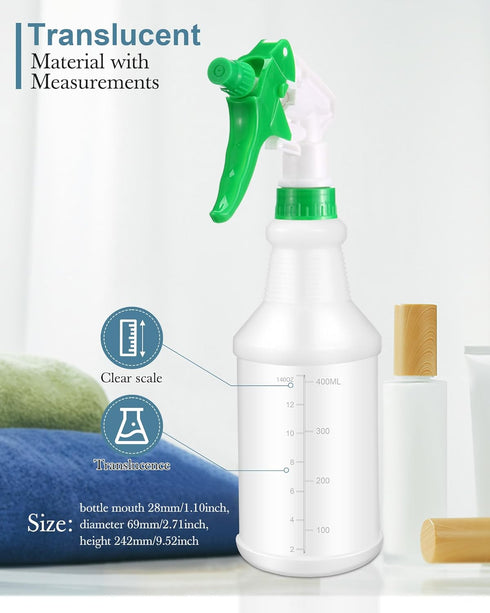 Eccliy 20 Pack 16 Oz Empty Spray Bottles with Measurements, Adjustable Nozzle, Leak Proof for Cleaning Solutions (Green)