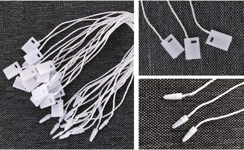 7" 1000 Pcs Hang Tag Nylon White String Snap Lock Pin Loop Fastener Hook Ties with Push Locker