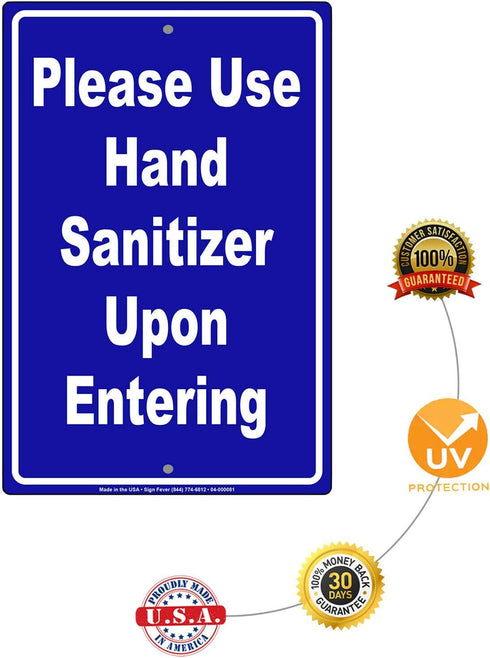 8"x12" Please Use Hand Sanitizer Upon Entering Metal Sign Novelty Notice Display Unique Office Hospital Garage Home