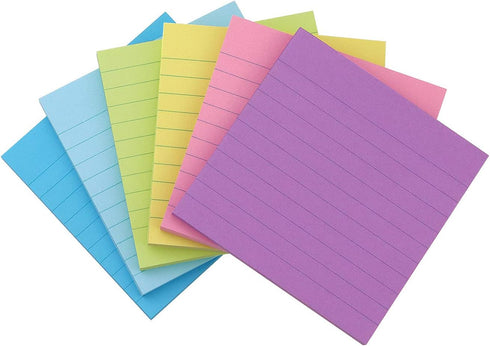 Early Buy Lined Sticky Notes with Lines 4x4 Self-Stick Notes 6 Candy Color 6 Pads, 70 Sheets/Pad