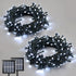 QITONG White Solar String Lights Outdoor Waterproof, 2 Pack Each 66ft 200