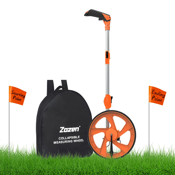 Zozen Distance Measuring Wheel with Marking Flags, Collapsible Industrial Measuring Wheel with Carrying Bag