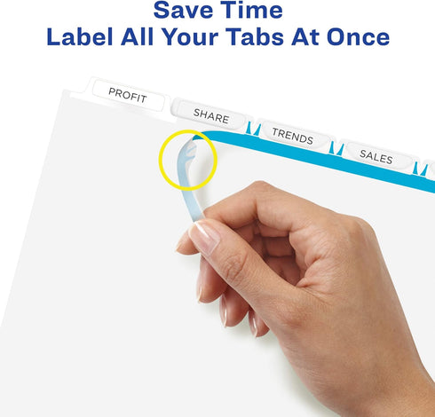 Avery 5 Tab Unpunched Dividers, Customizable White Tabs, Easy Print & Apply, 5 Sets