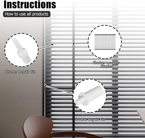 40 Bonsicoky Pcs Window Blind Louvers Staples - Plantation Shutter Repair Kit - Shutter Repair Pins for Window Repairs