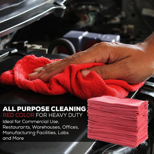 14"x12" (90 Pack) Simpli-Magic Cotton Shop Towels Reusable Cleaning Shop Rags for Automobiles, Industries, Garage