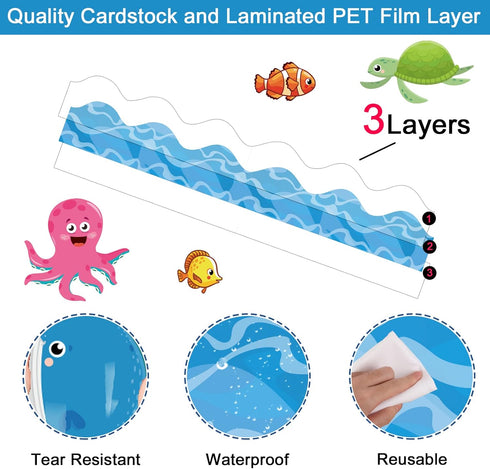 Under The Sea Bulletin Board Set, Ocean Creatures Educational Decorations, Sea Animal Cutouts for Classroom Wall Decor