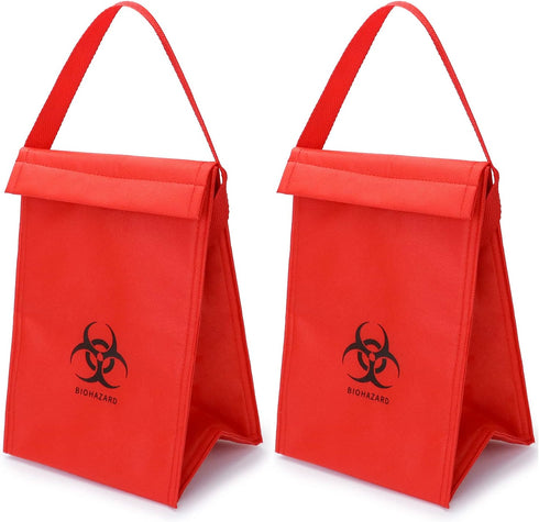 QWORK Medical Specimen Transport Bag, 2 Pack Biohazard Cooler Bag, 6.75" x