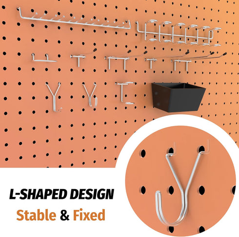 HUHOLE 86PC Pegboard Hooks Assortment with Bins, Garage Tool Organizer, Fits 1/8 Inch and 1/4 Inch Pegboard