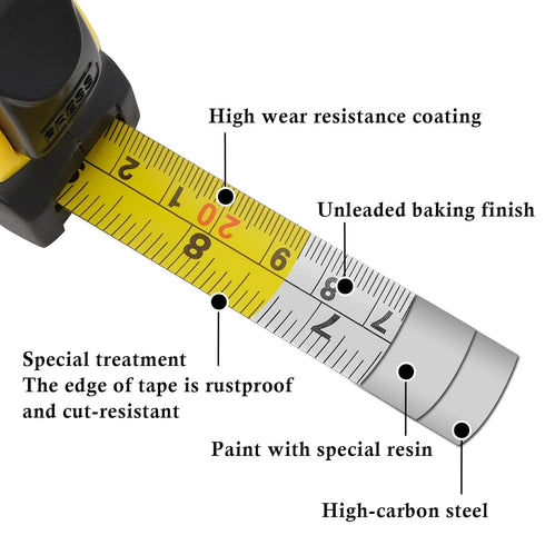 Auto-Lock Measuring Tape, 16-Feet Dual Side Retractable Tape Measure for Electricians and Carpenters