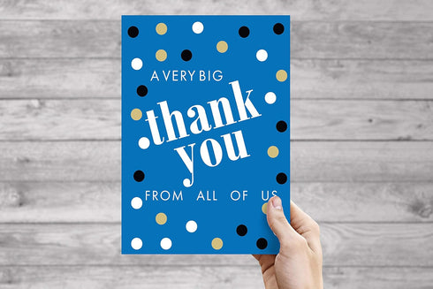 9 12 Big Dot Jumbo Thank You Card - Extra Large x with Envelope - Blue