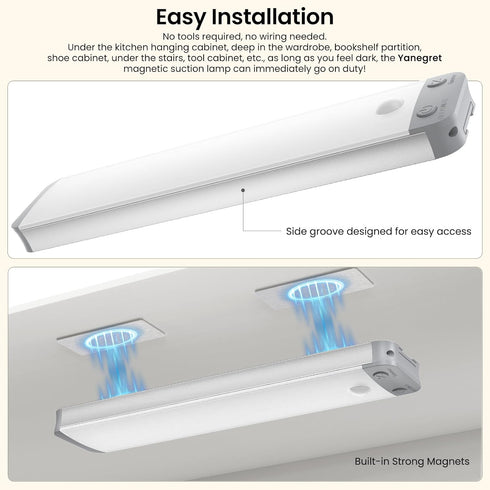 3-Pack 8.3" 150LM 1500mAh 3000K Dimmable Closet Under Cabinet Lights, Motion Sensor LED, USB-C Rechargeable, Warm White