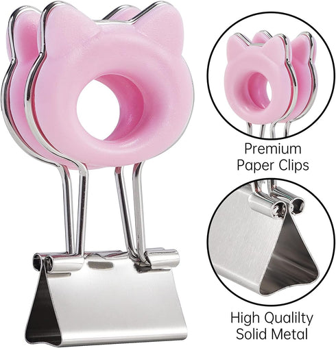 Cat Shape Medium Paper Clips, Binder Clips, Easy Grip, Assorted Color, School Office Supplies, 10 Pcs/Set
