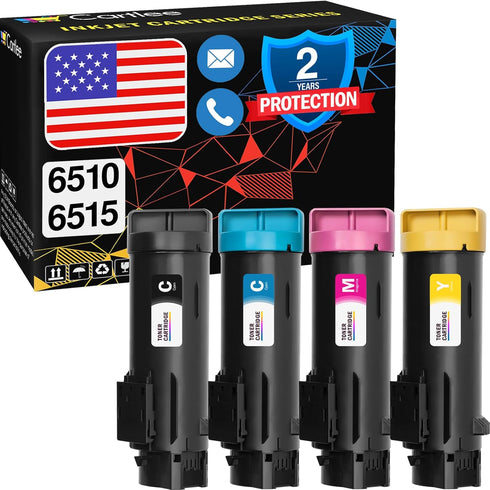 Cartlee Set of 4 High Yield Laser Toner Cartridges for Xerox Phaser 6510, Workcentre 6515 (1 Black, 1 Cyan, 1 Magenta,