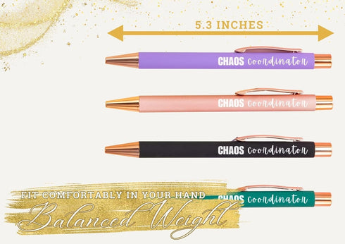 InnoBeta Chaos Coordinator Gifts - Ballpoint Pen Set of 4, Funny Inspirational Pens for Office Thank You Gifts