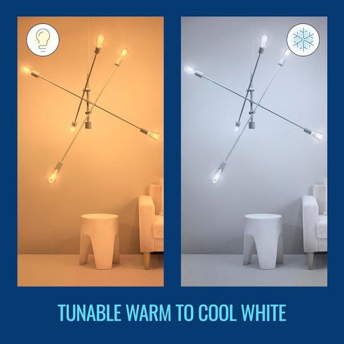 60W ST19 Bulbs E26 Bulb 1 Pack WiZ Connected Tunable White Filament LED Smart Light - Connects to Your Wi-Fi - Smart