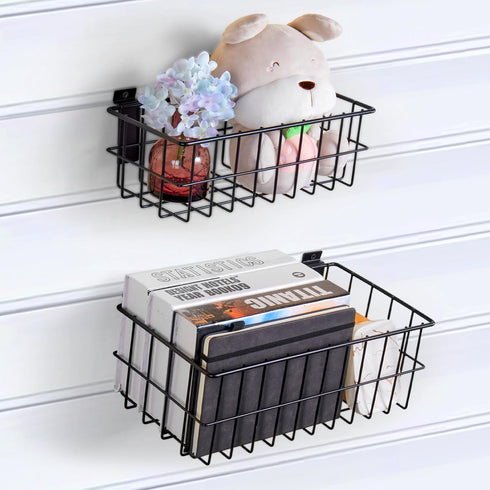 4Pcs Large Slatwall Baskets Set, Ventilated Metal Pegboard Baskets for Hanging Storage Display on Garage Slatwall