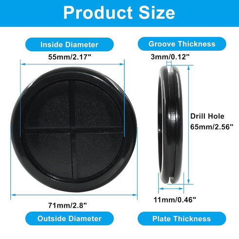 Dijedev 2-1/8 inch 2-1/2 inch Grommets 6Pcs Grommet ID x Drill Hole Dia Rubber for Wiring, Double Sided Rubber Plugs