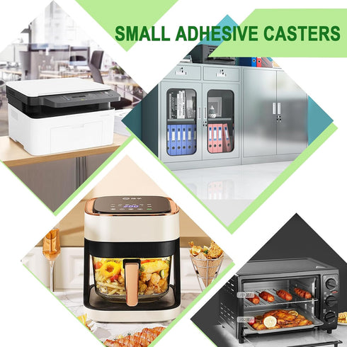 8 Pack Self Adhesive Caster Wheels, 360° Rotation Mini Wheels for Small Appliances, Stainless Steel Rollers