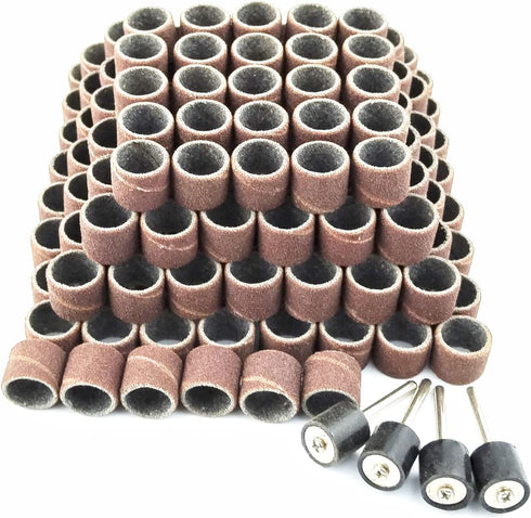 Merryland Drum Sander Sanding Band for Dremel 184pcs, 120# 1/2" Sanding Sleeve and Mandrel Rotary Tool Accessory
