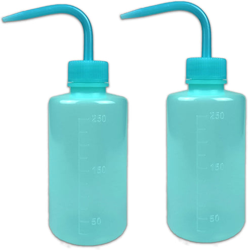 2Pcs 250ml 8.5oz Plastic Safety Wash Bottle, Narrow Mouth Squeeze Bottles for Tattoo Wash, Chemistry, Industry, Lab &