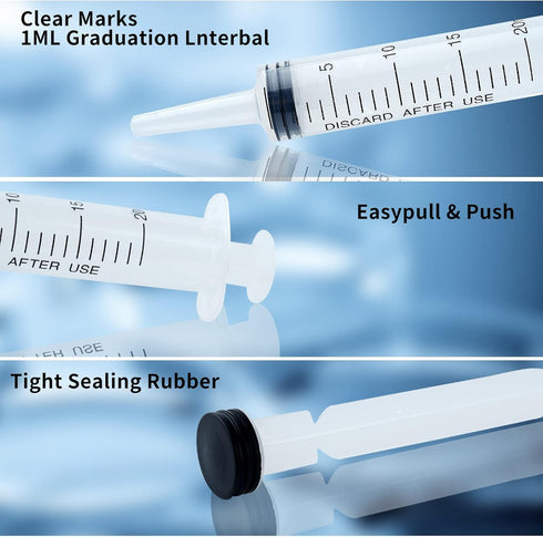 4pcs 20ml Plastic Syringes with 1pc 13inch Plastic Tubing, Syringe for Liquid in Scientific Lab, Pet Feeding, Glue Syringe for Craft Making, Epoxy Resin, Lubricant, Lip Gloss Filling and Supplies