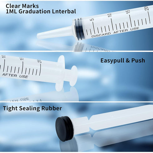 6pcs 20ml Plastic Syringes with 2pcs 13inch Plastic Tubing, Syringe for Liquid in Scientific Lab, Pet Feeding, Glue Syringe for Craft Making, Epoxy Resin, Lubricant, Lip Gloss Filling and Supplies