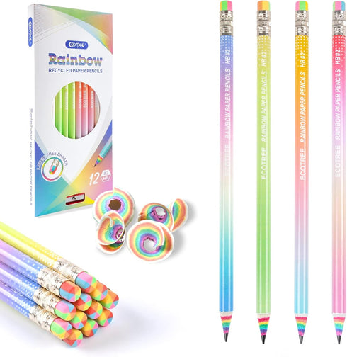 ECOTREE #2 Pre-sharpened Pencils, Number 2 School Pencils with Erasers, 12 Pack Eco Pencils
