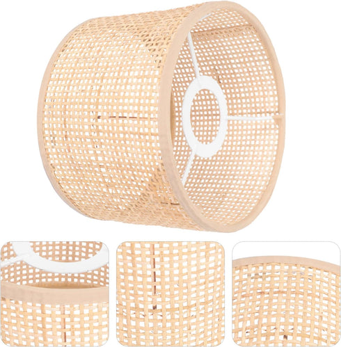 Cozy Yardwe Rattan Woven Lampshade Rattan Lamp Cover for Table Floor Lamps Elegant Boho Decor Home Lighting Accessory
