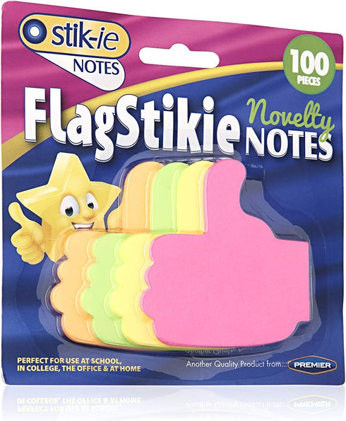 Stik-ie Thumbs Up Sticky Notes, 100 Sheets, 4 Assorted Colors