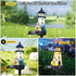 YZYOE Solar Blue and White Small Lighthouse Atmosphere Lights, Garden and Courtyard Decoration Resin Cute House Floor