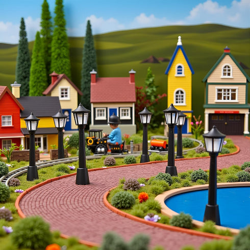 Pxiryanlow 10PCS Mini Street Light Model Railway Train Lamp Miniature Plastic Village Pathway Lantern Post for Micro