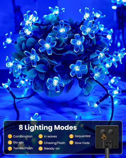 60 Brightown LED Solar Flower String Lights for Outside Waterproof Fairy Lights for Garden Yard Fence Patio Christmas