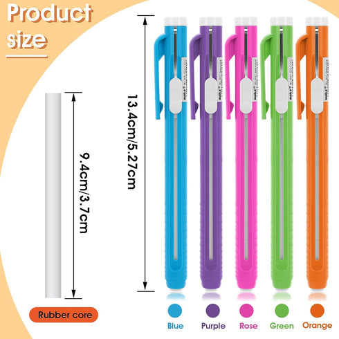 Molain 10 Pcs Pen-Style Erasers Set, 5 Retractable Click Eraser Pens + 5 Mechanical Erasers for Kids & Students